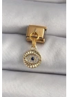 316L Çelik Gold Renk Sallantı Zirkon Taşlı Göz Model Nomination Charm