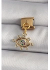 316L Çelik Gold Renk Sallantı Zirkon Taşlı Göz Model Nomination Charm