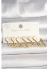 316L Çelik Gold Renk Yıldız Model Kadın Küpe Seti