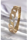 316L Çelik Gold Renk Zincir Model Zirkon Taş Detay Kadın Kelepçe