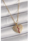 316L Çelik Gold Renk Zincir Zirkon Taşlı Kalp Model Kadın Kolye