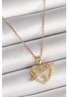 316L Çelik Gold Renk Zincir Zirkon Taşlı Kalp Model Yıldız Detay Kadın Kolye