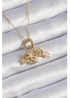316L Çelik Gold Renk Zirkon Taş Detay Çocuk Figür Charm Model Kadın Kolye