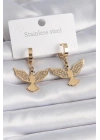 316L Çelik Gold Renk Zirkon Taşlı Anka Kuşu Model Kadın Küpe