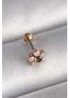 316L Çelik Gold Renk Zirkon Taşlı Çiçek Tragus Piercing