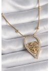 316L Çelik Gold Renk Zirkon Taşlı Detaylı Kalp Fidan Model Kadın Kolye