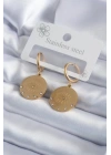 316L Çelik Gold Renk Zirkon Taşlı Göz İşleme Model Kadın Küpe