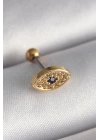 316L Çelik Gold Renk Zirkon Taşlı Göz Tragus Piercing