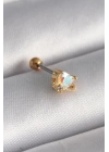 316L Çelik Gold Renk Zirkon Taşlı Kalp Tragus Piercing