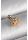 316L Çelik Gold Renk Zirkon Taşlı Kalp Tragus Piercing