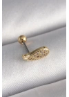 316L Çelik Gold Renk Zirkon Taşlı Kanat Tragus Piercing