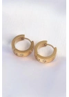 316L Çelik Gold Renk Zirkon Taşlı Minimal Model Halka Küpe