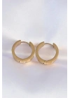 316L Çelik Gold Renk Zirkon Taşlı Model Halka Küpe