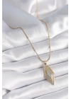 316L Çelik Gold Renk Zirkon Taşlı Vintage Model Kadın Kolye