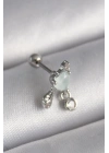 316L Çelik Gümüş Renk Beyaz Minelik Kalp Sallantı Zirkon Taş Detay Tragus Piercing