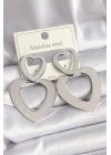 316L Çelik Gümüş Renk Kalp Model Kadın Küpe