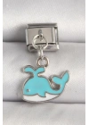 316L Çelik Gümüş Renk Mavi Balina Model Nomination Charm