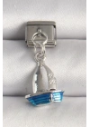 316L Çelik Gümüş Renk Mavi Yelkenli Model Nomination Charm