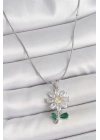 316L Çelik Gümüş Renk Minimal Topçuk Zincir Zirkon Taşlı Papatya Model Kadın Kolye