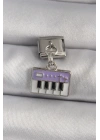 316L Çelik Gümüş Renk Sallantı Mor Piyano Figür Nomination Charm