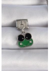 316L Çelik Gümüş Renk Sallantılı Yeşil Kurbağa Figür Nomination Charm