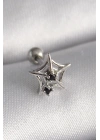 316L Çelik Gümüş Renk Siyah Zirkon Taş Detay Örümcek Ağ Model Tragus Piercing