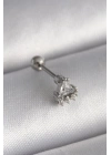 316L Çelik Gümüş Renk Üçgen Zirkon Taşlı Tragus Piercing