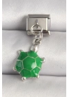 316L Çelik Gümüş Renk Yeşil Kaplumbağa Model Nomination Charm