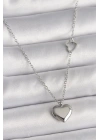 316L Çelik Gümüş Renk Zincir Kalp Detay Kalp Figür Kadın Kolye