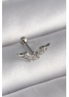 316L Çelik Gümüş Renk Zirkon Taş Detay Kanat Model Tragus Piercing