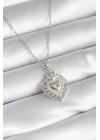 316L Çelik Gümüş Renk Zirkon Taş Detay Taç Kalp Model Kadın Kolye
