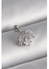 316L Çelik Gümüş Renk Zirkon Taşlı Ay Yıldız Tragus Piercing