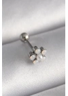 316L Çelik Gümüş Renk Zirkon Taşlı Çiçek Model Tragus Piercing