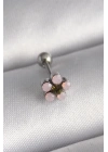 316L Çelik Gümüş Renk Zirkon Taşlı Çiçek Tragus Piercing