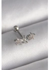 316L Çelik Gümüş Renk Zirkon Taşlı Çiçek Tragus Piercing