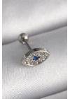 316L Çelik Gümüş Renk Zirkon Taşlı Göz Tragus Piercing