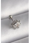 316L Çelik Gümüş Renk Zirkon Taşlı Güneş Tragus Piercing