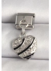 316L Çelik Gümüş Renk Zirkon Taşlı Kalp Model Nomination Charm