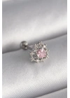 316L Çelik Gümüş Renk Zirkon Taşlı Kalp Tragus Piercing