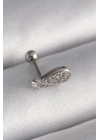 316L Çelik Gümüş Renk Zirkon Taşlı Kanat Tragus Piercing