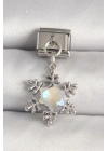 316L Çelik Gümüş Renk Zirkon Taşlı Kar Tanesi Model Nomination Charm
