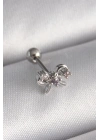 316L Çelik Gümüş Renk Zirkon Taşlı Kurdele Tragus Piercing