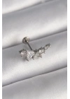316L Çelik Gümüş Renk Zirkon Taşlı Tragus Piercing