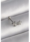 316L Çelik Gümüş Renk Zirkon Taşlı Yıldız Tragus Piercing