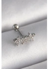 316L Çelik Gümüş Renk Zirkon Taşlı Yonca Tragus Piercing