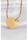 316L Çelik İtalyan Zincir Altın Renk Düz Plaka Kalp Kolye