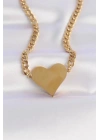 316L Çelik Zincir Altın Renk Düz Plaka Kalp Kolye