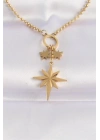 316L Çelik Zincir Altın Renk Kutup Yıldızı Kolye