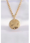 316L Çelik Zincir Altın Renk Oval Desenli Kolye