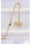 316L Çelik Zincir Altın Renk Zirkon Taşlı Fiyonk Kolye